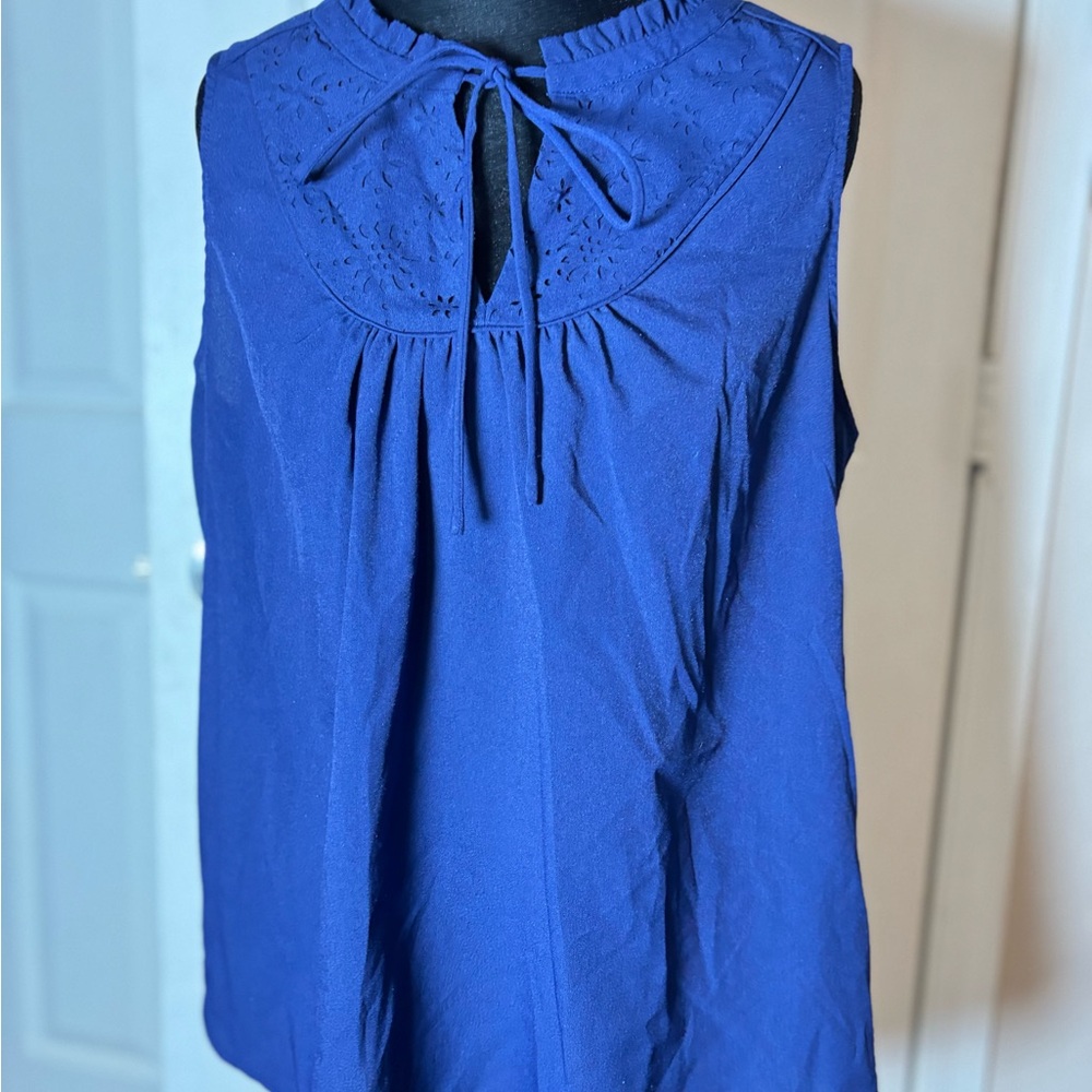 St. John's Bay Blue Relaxed Tie Front Blouse